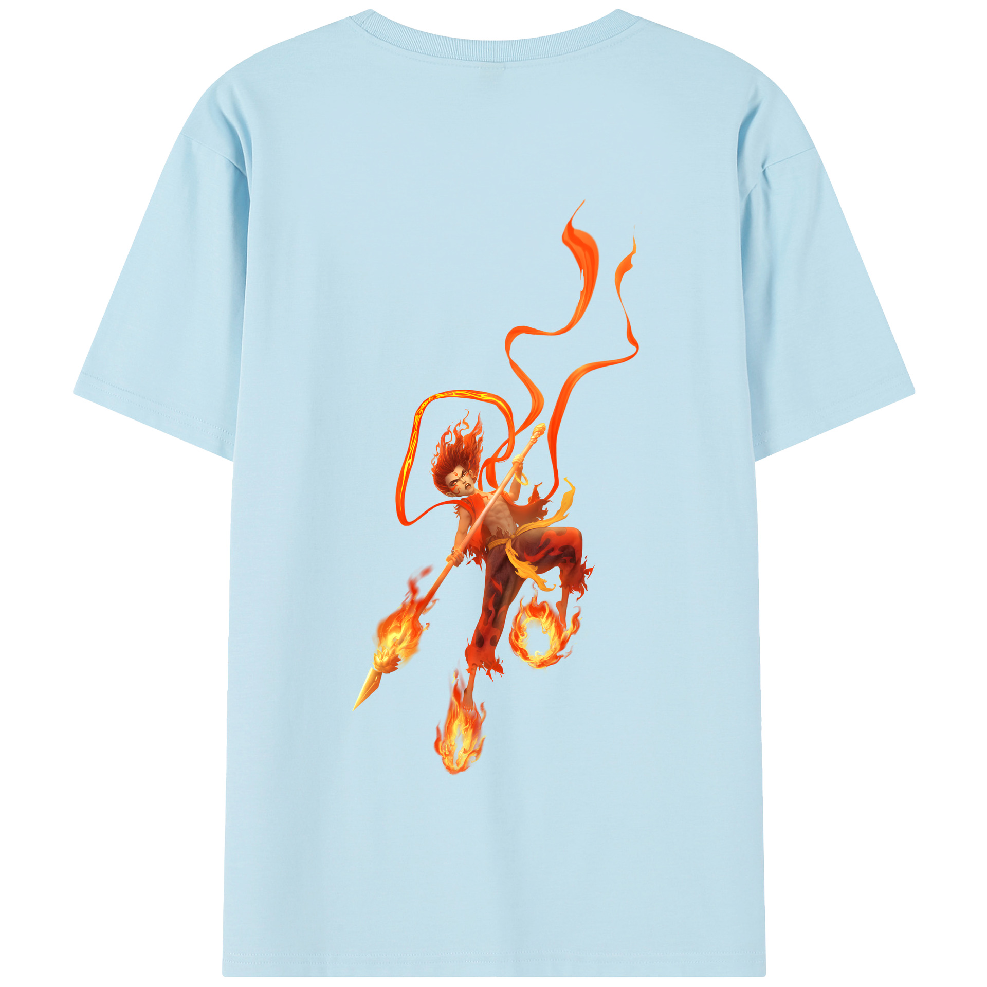 （画像用） Ne Zha 2 ナタ 魔童の大暴れ 綿100％半袖Tシャツ（背面プリント）